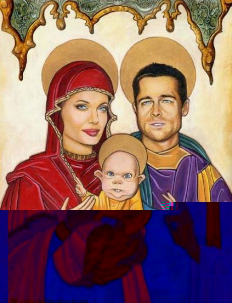 Различные карикатуры на Брэда Питта и Анджелину Джоли