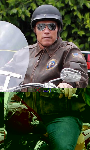 Арнольд Шварценеггер на мотоцикле в Санта-Монике